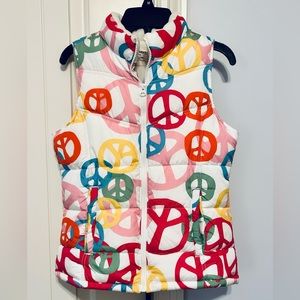 Peace sign puffer vest